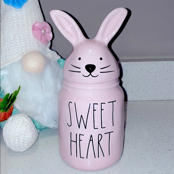 ❗️RAE DUNN PINK SWEET HEART VALENTINE SPRING BUNNY CANISTER - Picture 1 of 7